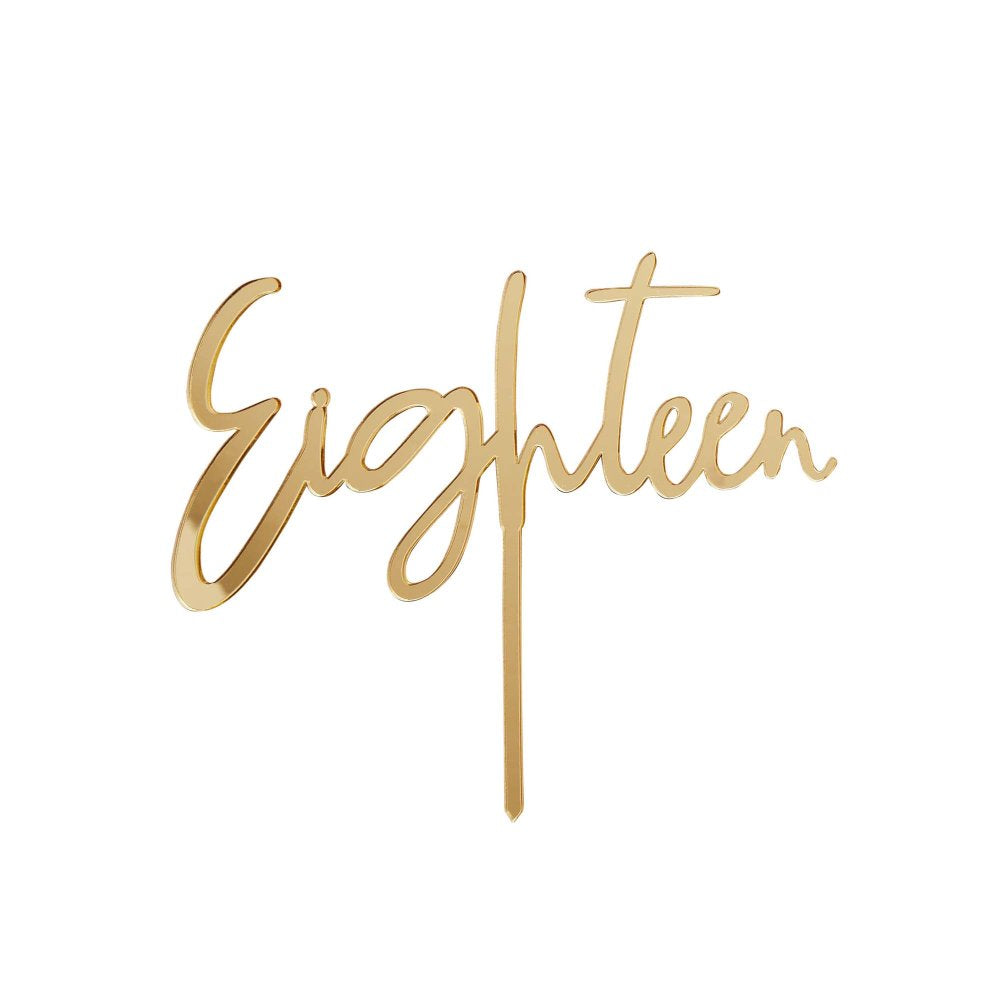 Gold Eighteen Acrylic Cake Topper