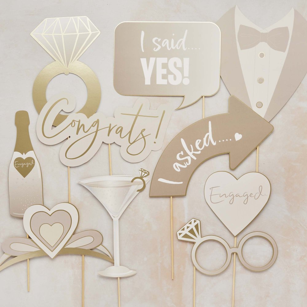 Engagement Photo Booth Props 10pk