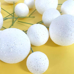 Glitter White Cake Ball Toppers 20pk