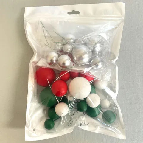 Christmas Cake Ball Toppers 32pk