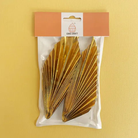 Metallic Gold Deco Paper Fan Cake Toppers 2pk