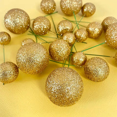 Glitter Gold Cake Ball Toppers 20pk