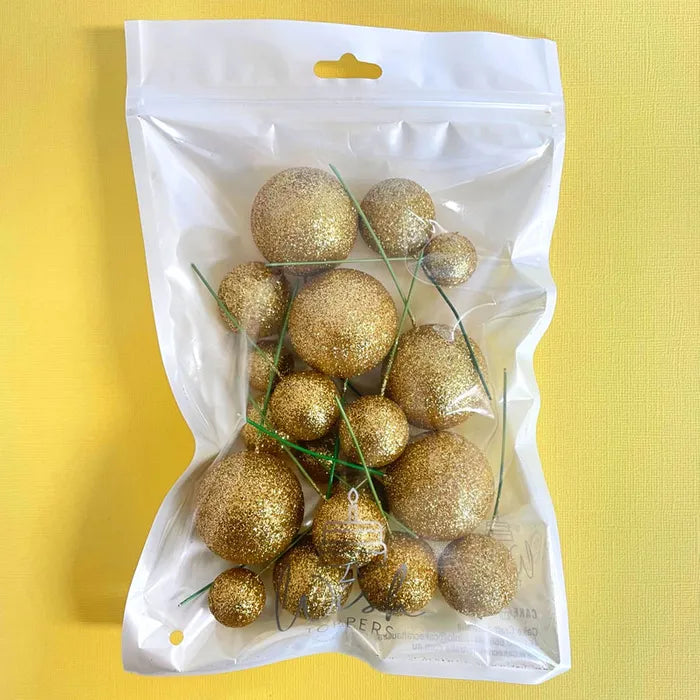 Glitter Gold Cake Ball Toppers 20pk
