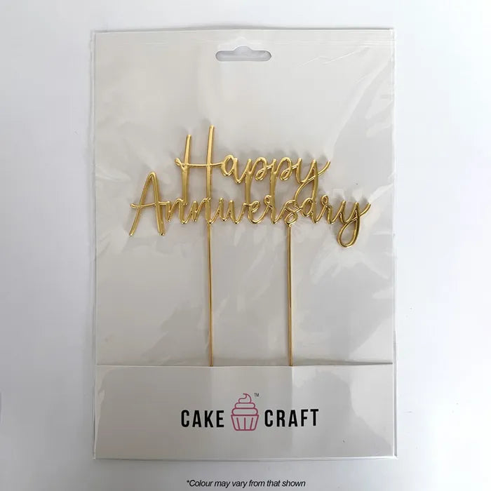 Gold Happy Anniversary Metal Cake Topper