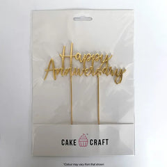 Gold Happy Anniversary Metal Cake Topper