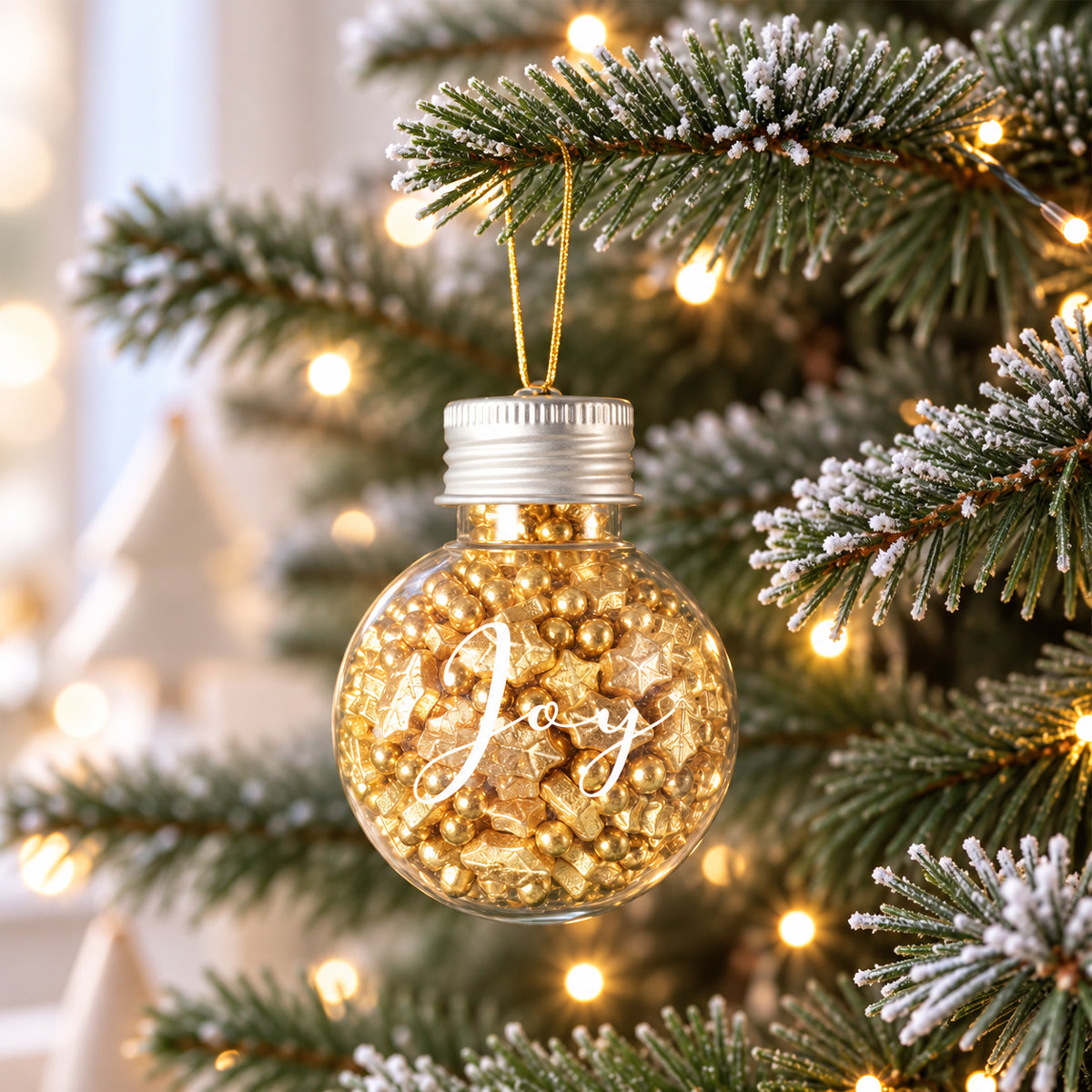 Golden Holly Sprinkle Orb Decorations