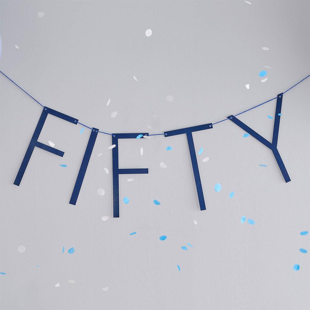 Navy 50th Birthday Milestone Balloon Bunting