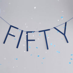 Navy 50th Birthday Milestone Balloon Bunting
