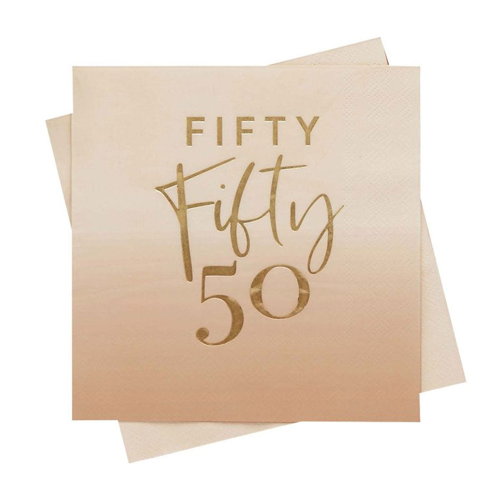 Gold Foiled Fifty Napkins 16pk