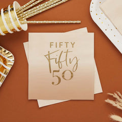Gold Foiled Fifty Napkins 16pk