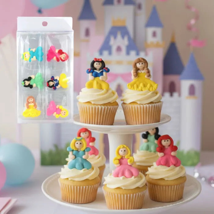 Flat Princess Sugar Icing Decorations 6pk