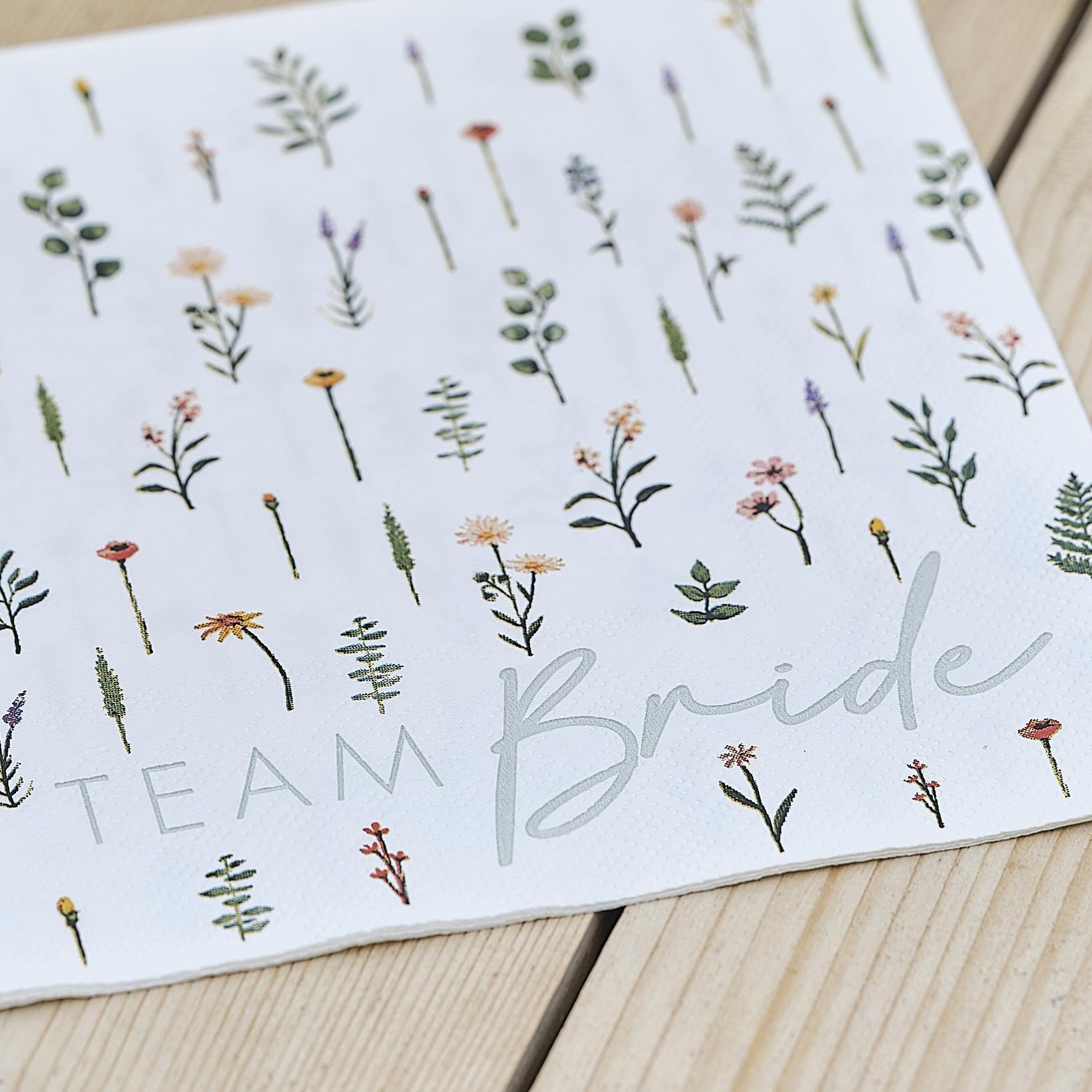 Floral Team Bride Hen Party Napkins 16pk