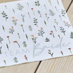 Floral Team Bride Hen Party Napkins 16pk