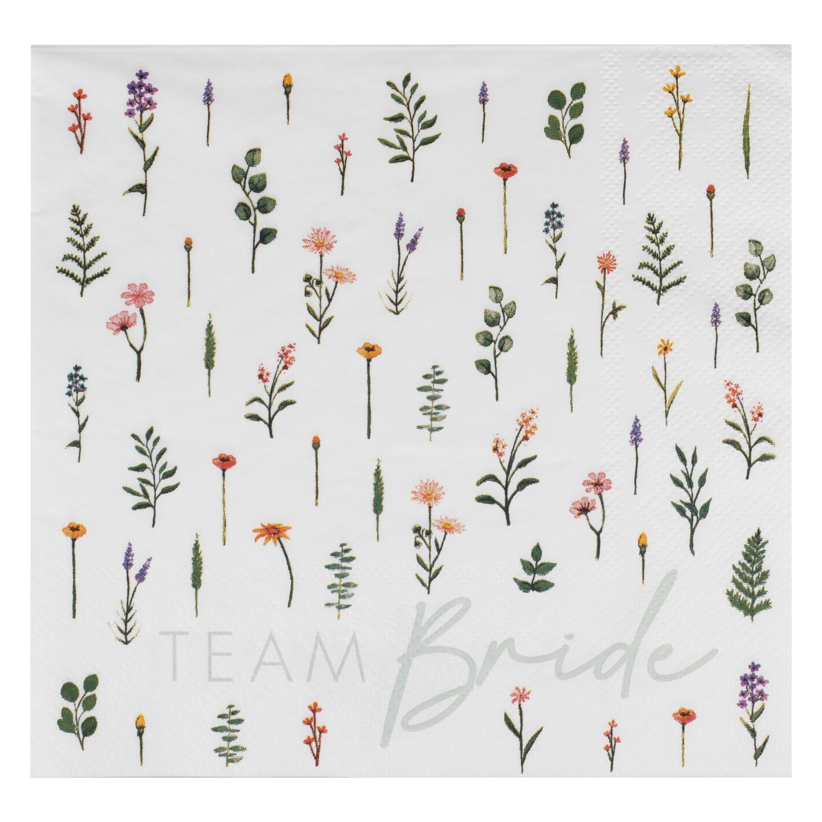Floral Team Bride Hen Party Napkins 16pk