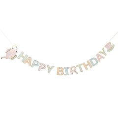 Floral Tea Party Happy Birthday Banner