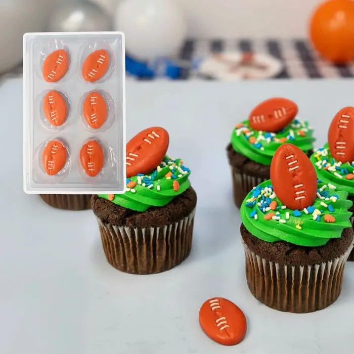 Football Sugar Icing Decorations 6pk