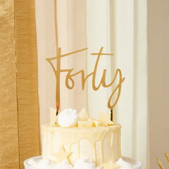Gold Forty Acrylic Cake Topper