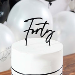 Black Forty Acrylic Cake Topper