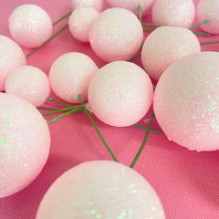 Glitter Baby Pink Cake Ball Toppers 20pk