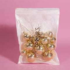 Gold Disco Cake Ball Toppers 12pk