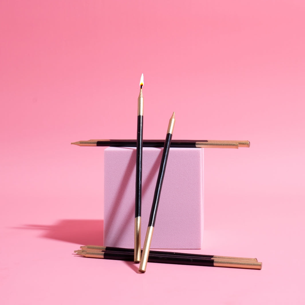 Black & Gold Double Dipped Candles 12pk