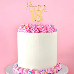 Gold Happy 18th Birthday Metal Cake Topper