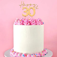 Gold Happy 30th Birthday Metal Cake Topper