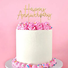 Gold Happy Anniversary Metal Cake Topper