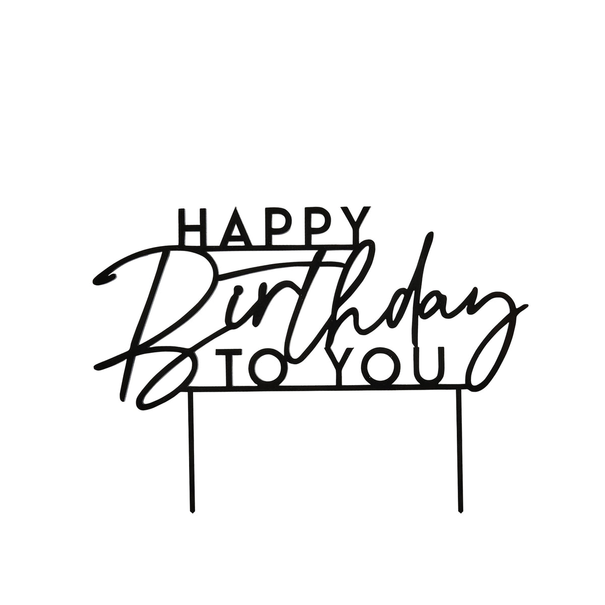Black Happy Birthday To You Acrylic Cake Topper
