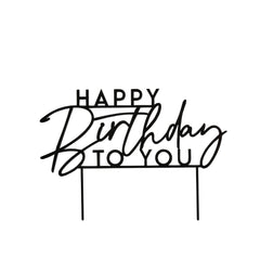 Black Happy Birthday To You Acrylic Cake Topper