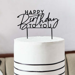 Black Happy Birthday To You Acrylic Cake Topper