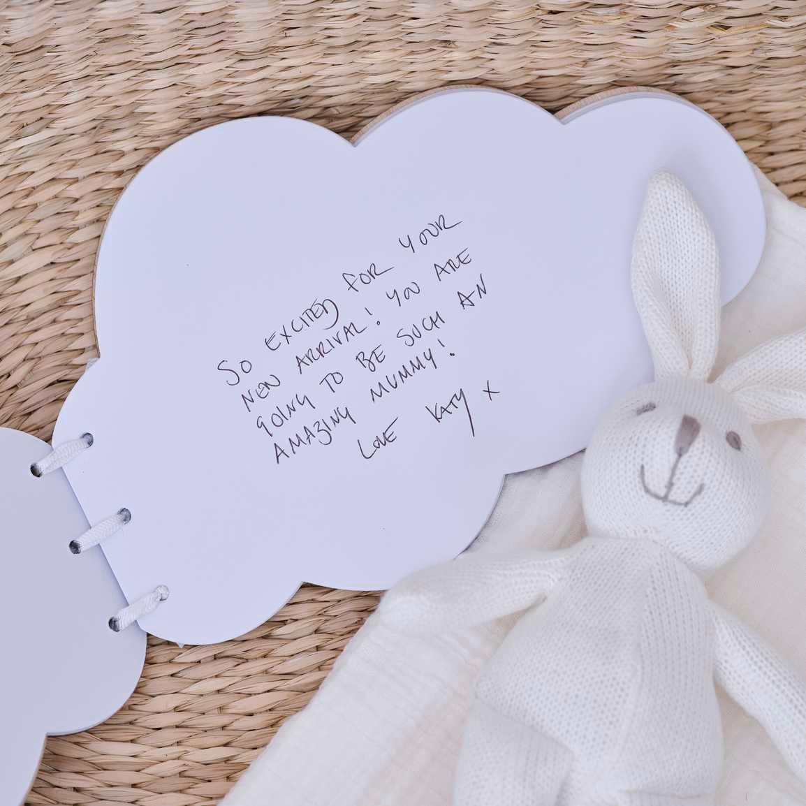Wooden Hello Baby Cloud Baby Shower Guest Book