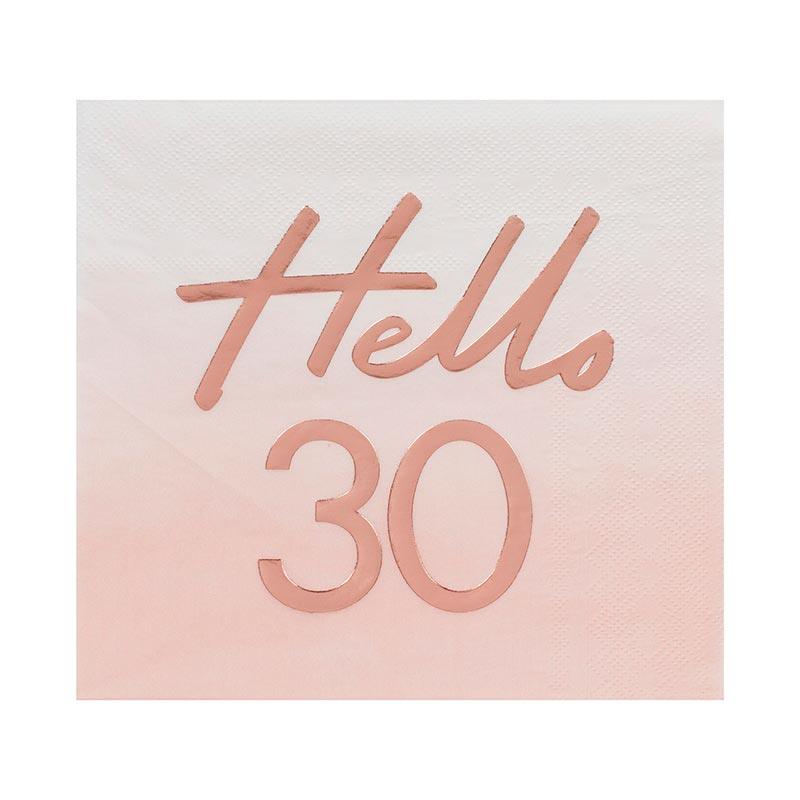 Hello 30 Rose Gold Napkins 16pk