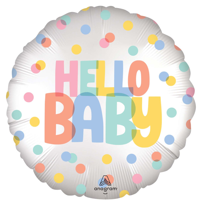 Colourful Hello Baby Round Foil Balloon