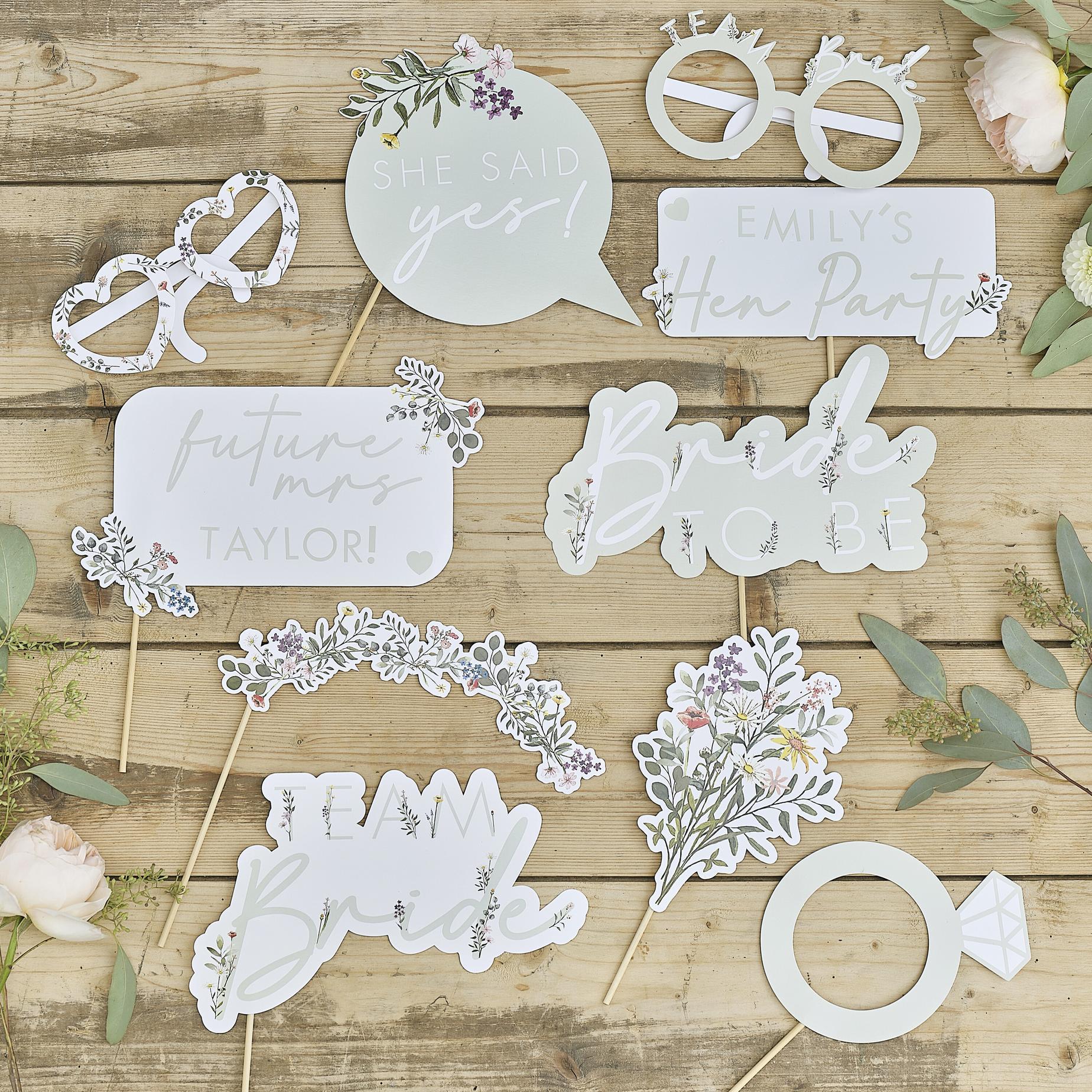 Floral Hen Party Photo Booth Props 10pk