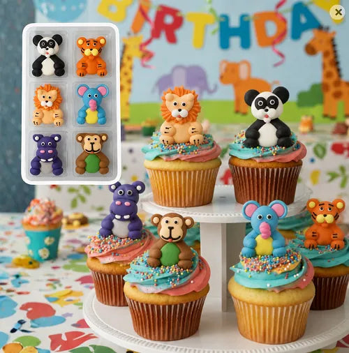 Large Safari Animals Sugar Icing Decorations 6pk
