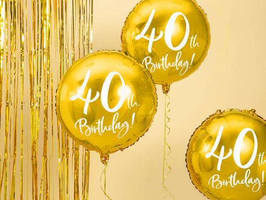 Gold 40th Birthday Foil Balloon