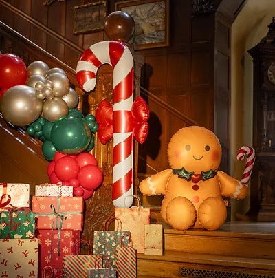 Jumbo Candy Cane with Bow Foil Balloon