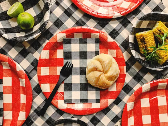 Black Gingham Large Napkins 20pk
