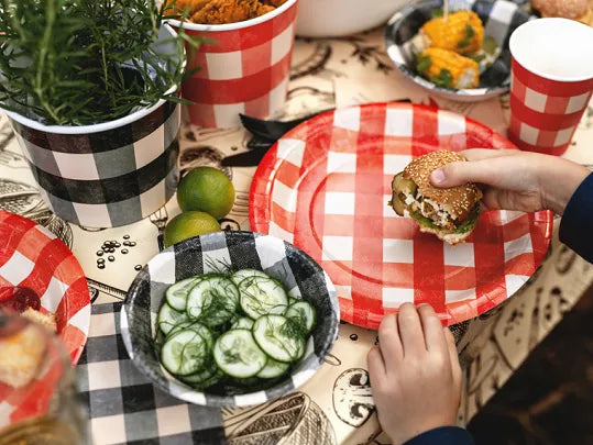 Red Gingham Jumbo Plates 6pk