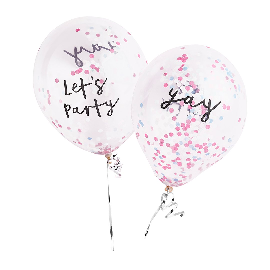 Let's Party & Yay Confetti Balloons 5pk