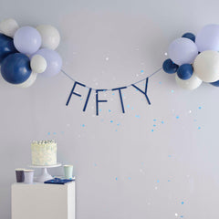 Navy 50th Birthday Milestone Balloon Bunting