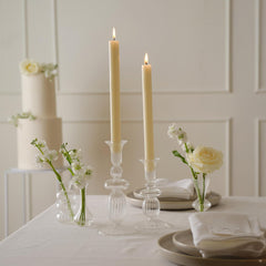 Large Clear Glass Dinner Candle Holder