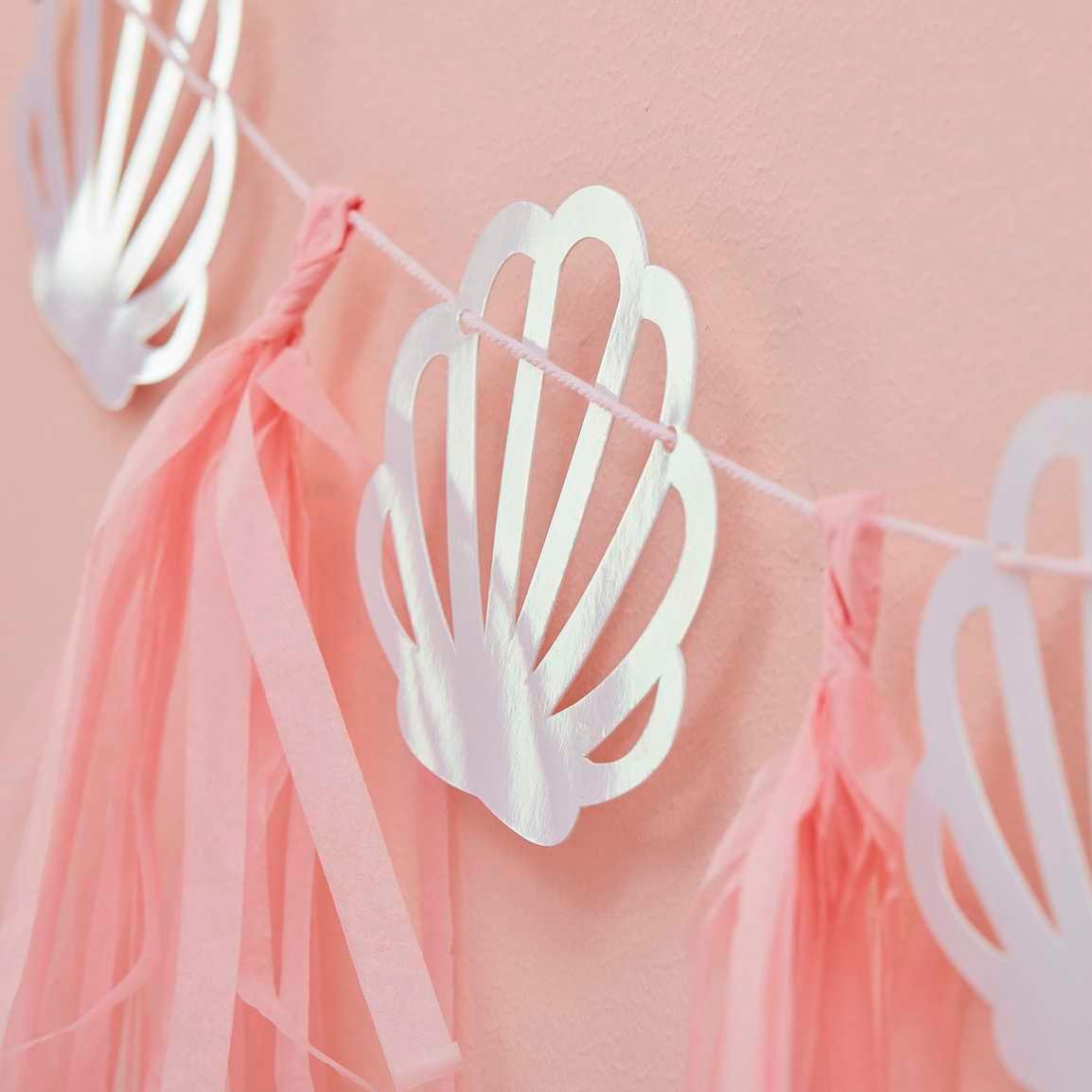 Mermaid Pink & Iridescent Shell Tassel Garland