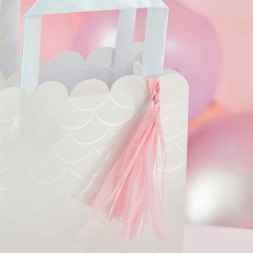 Mermaid Scale Party Bags with Pink Tassels 5pk