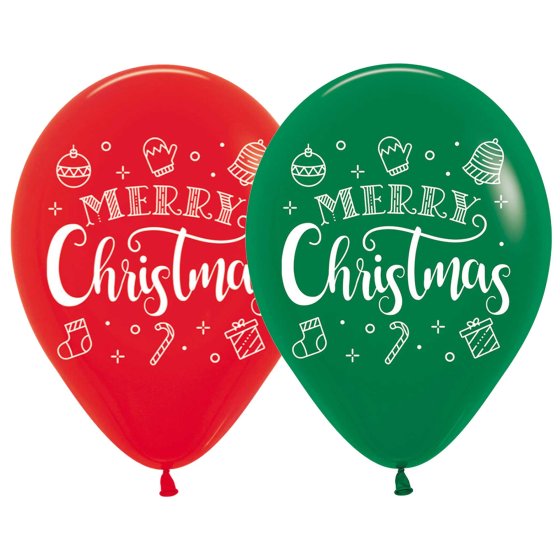 Merry Christmas Balloons 12pk