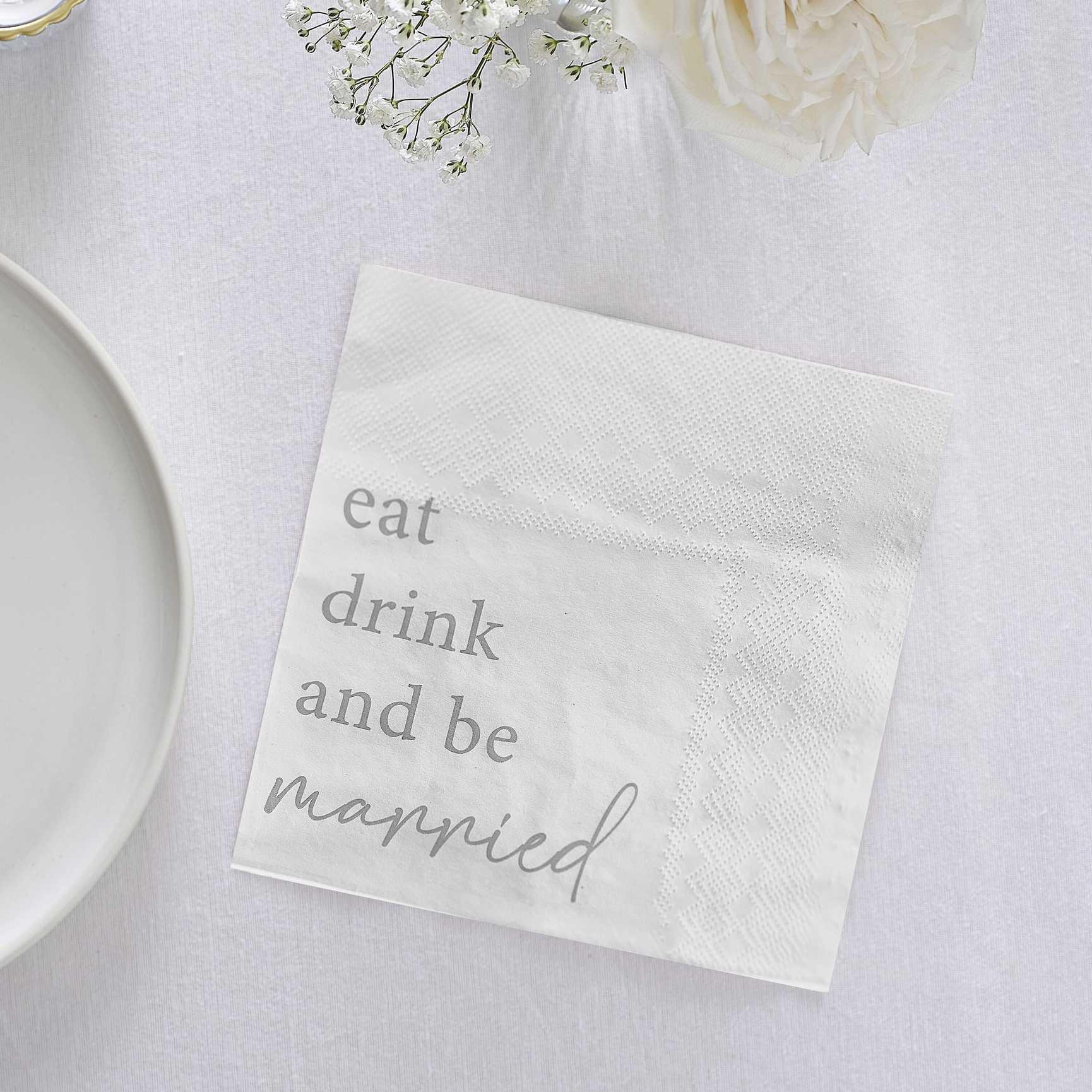 Eat, Drink and Be Married Wedding Napkins 16pk