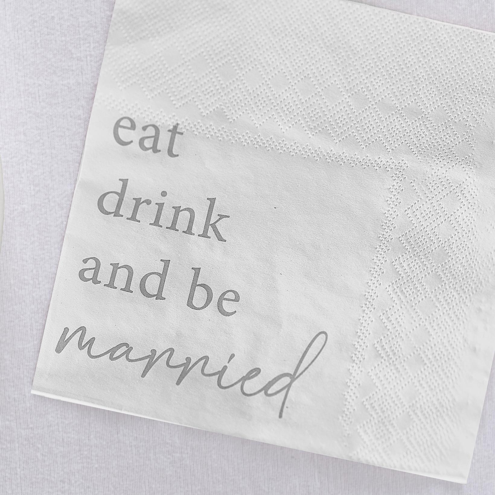 Eat, Drink and Be Married Wedding Napkins 16pk