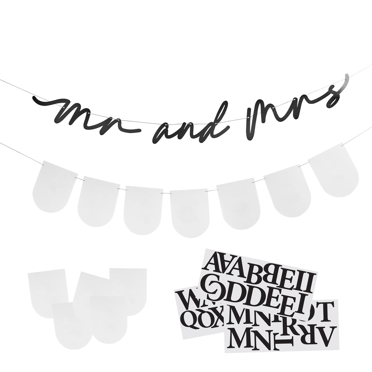 Monochrome Mr & Mrs Customisable Wedding Banner