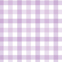 Pastel Purple Gingham Napkins 16pk